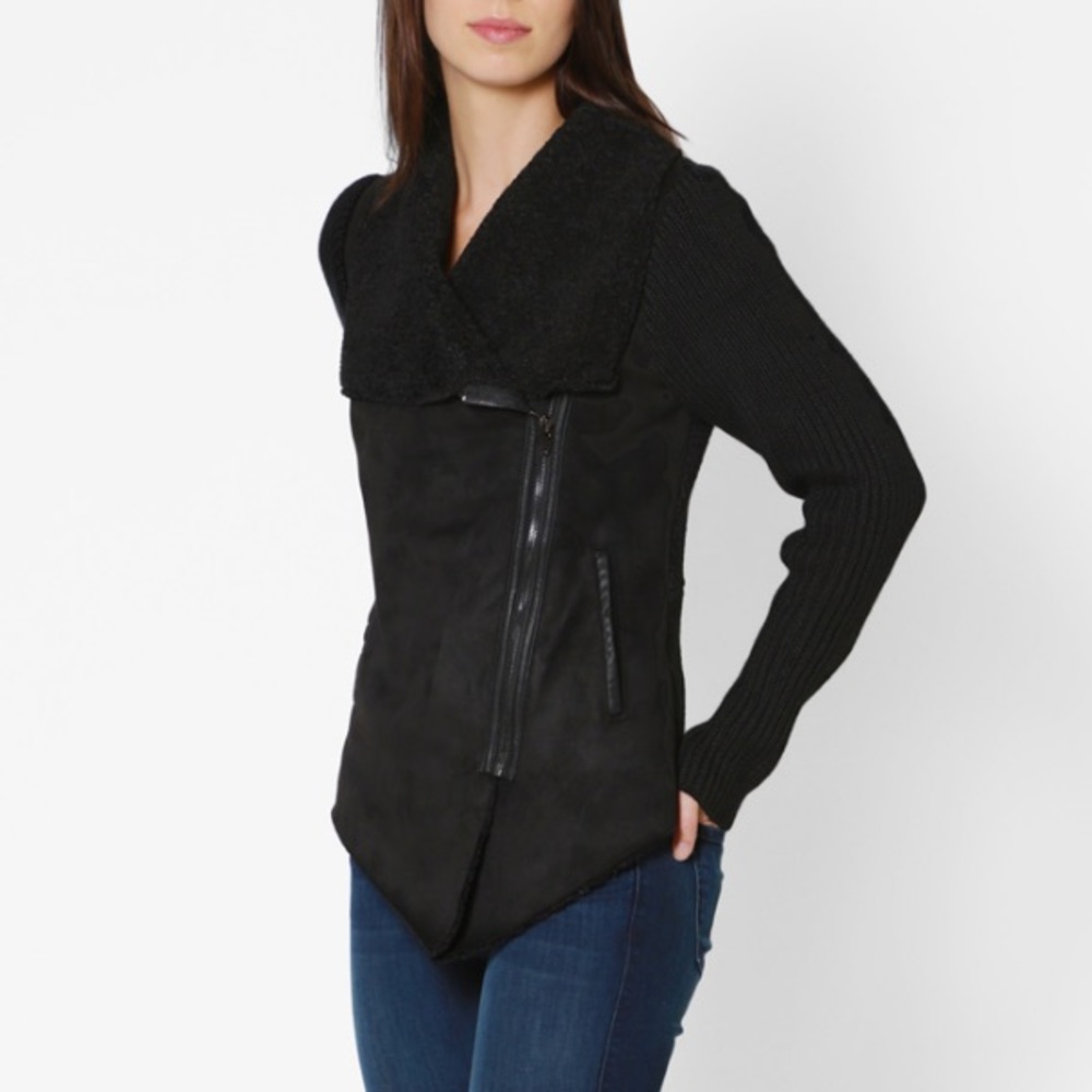 BLANK NYC SUEDE SWEATER MOTO JACKET